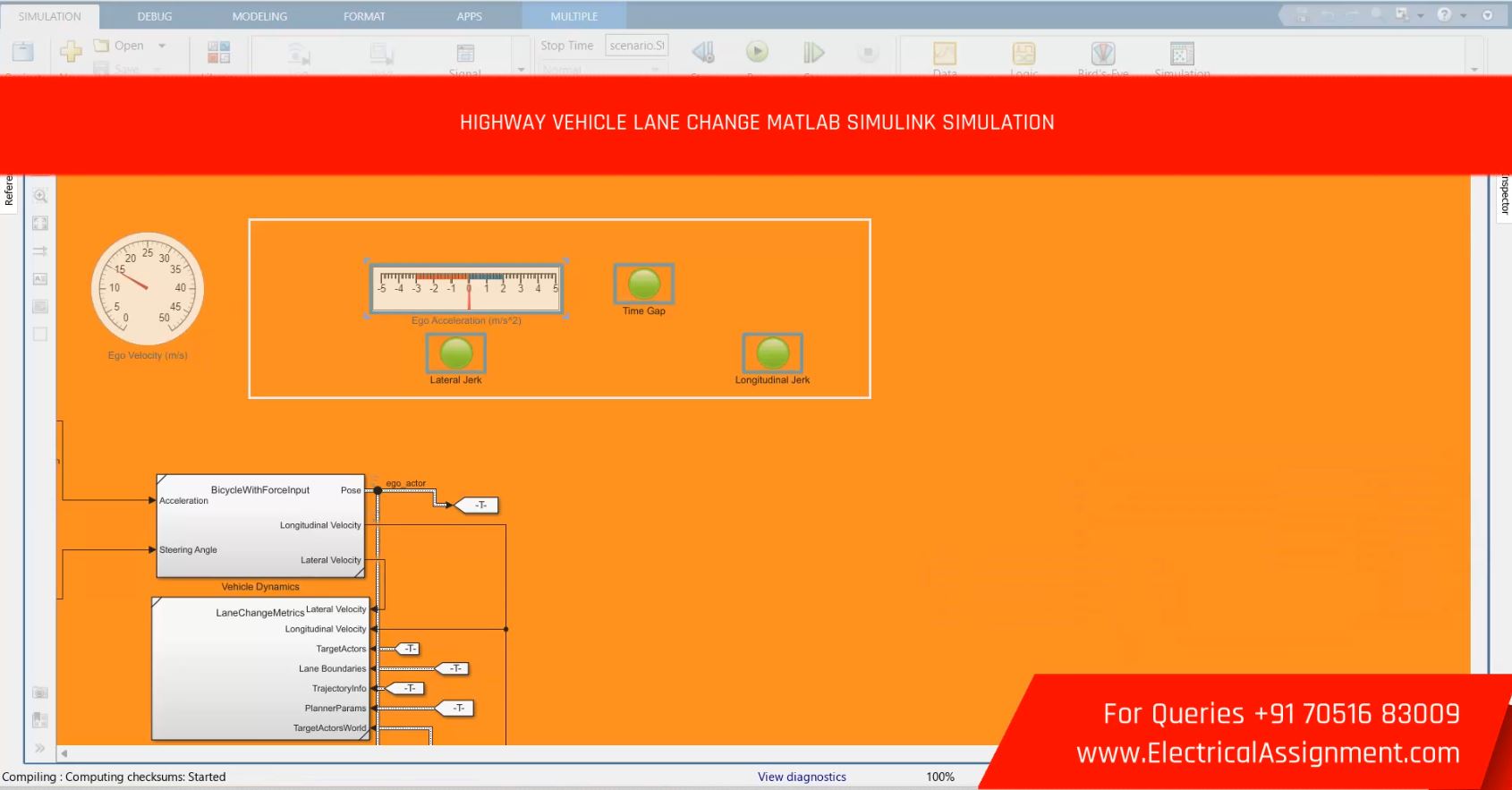HIGHWAY VEHICLE LANE CHANGE MATLAB SIMULINK SIMULATION screenshot 4
